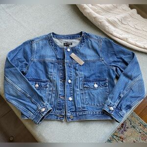 J Crew Collarless Denim Jacket